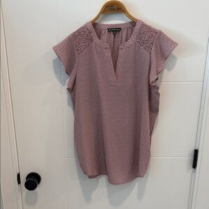 Adrianna Papell pink Dot Split-Neck Cap Sleeve Top